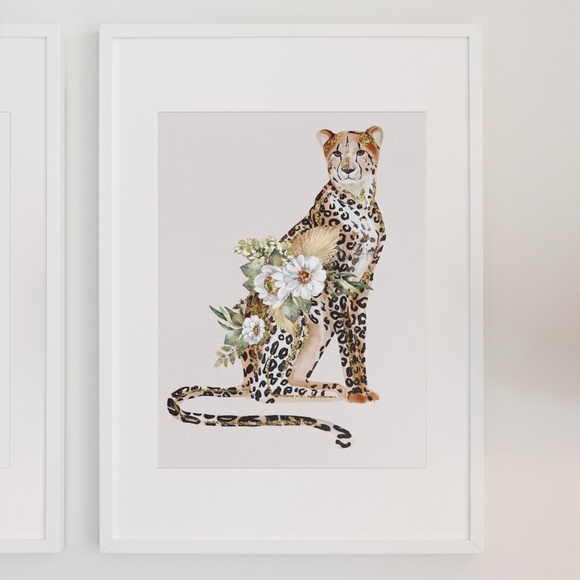 Cheetah Watercolor Illustration Wall Art Print Poster Unframed - Picture 6 of 16